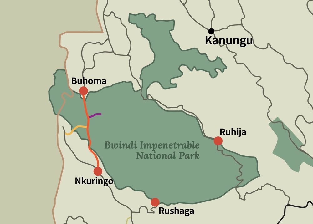 gorilla trekking map